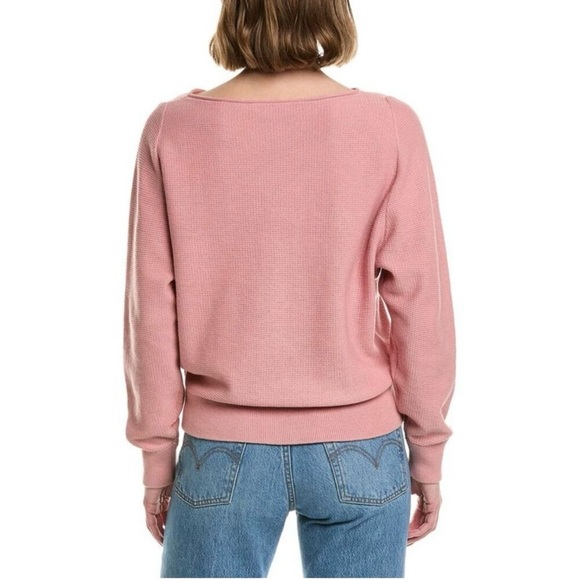 Vince Waffle Raglan Pullover In Pink - Picture 2 of 6